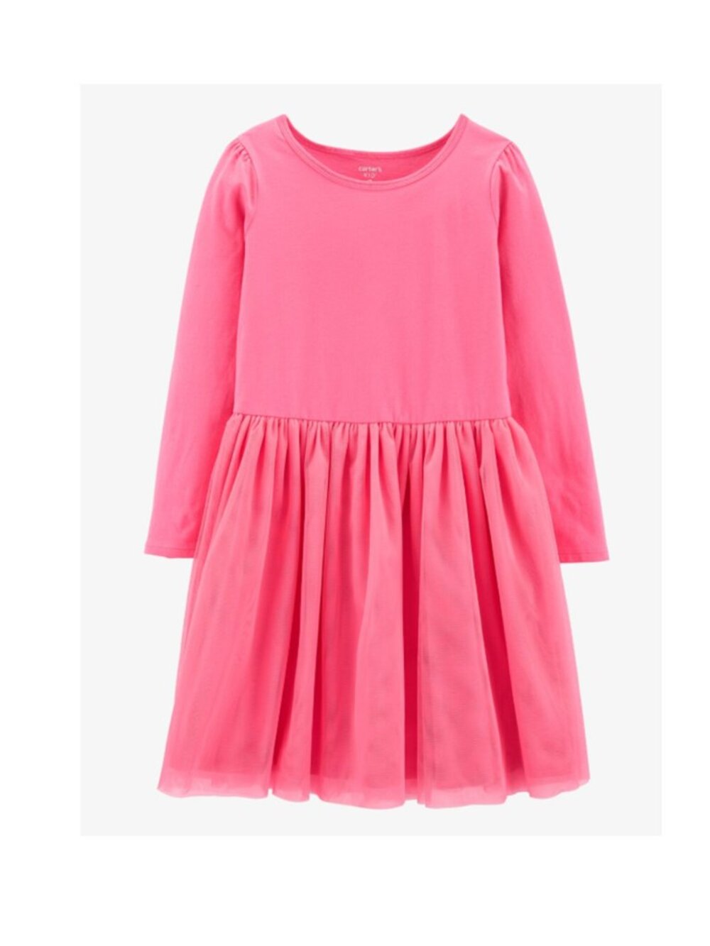 Carter's UEC Girls Sz 14 Pink Long-Sleeve Tulle Tutu Dress Puff Sleeve cotton